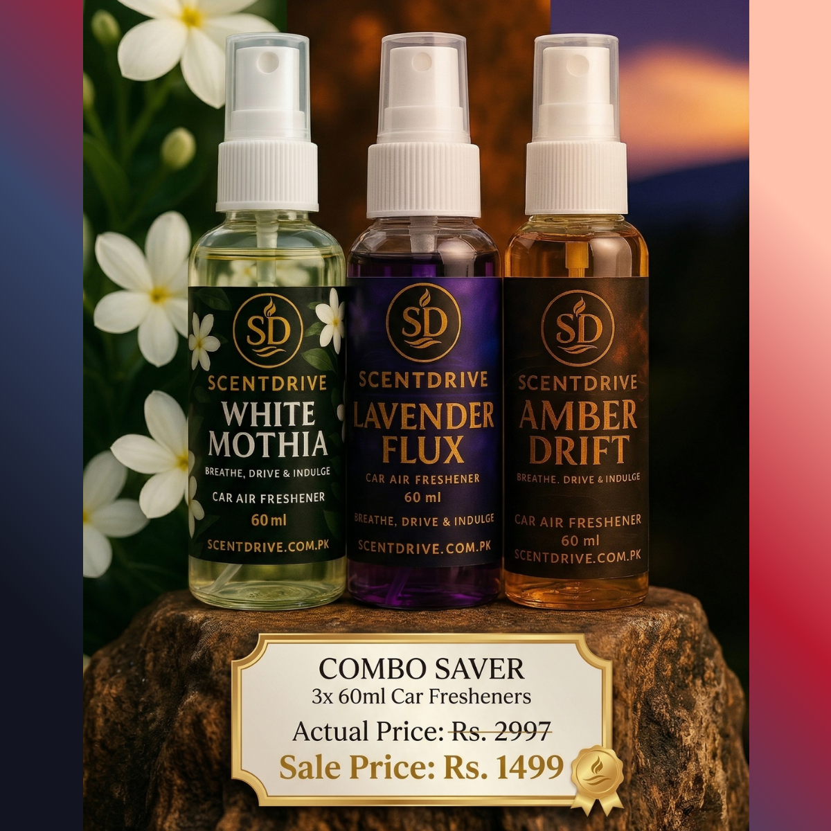 Combo Saver β Pack of 3 Car Air Fresheners (60ml Each)