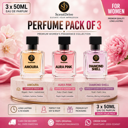 ScentDrive Perfume Pack of 3 for Women (50ML Each) – Premium Fragrance Collection